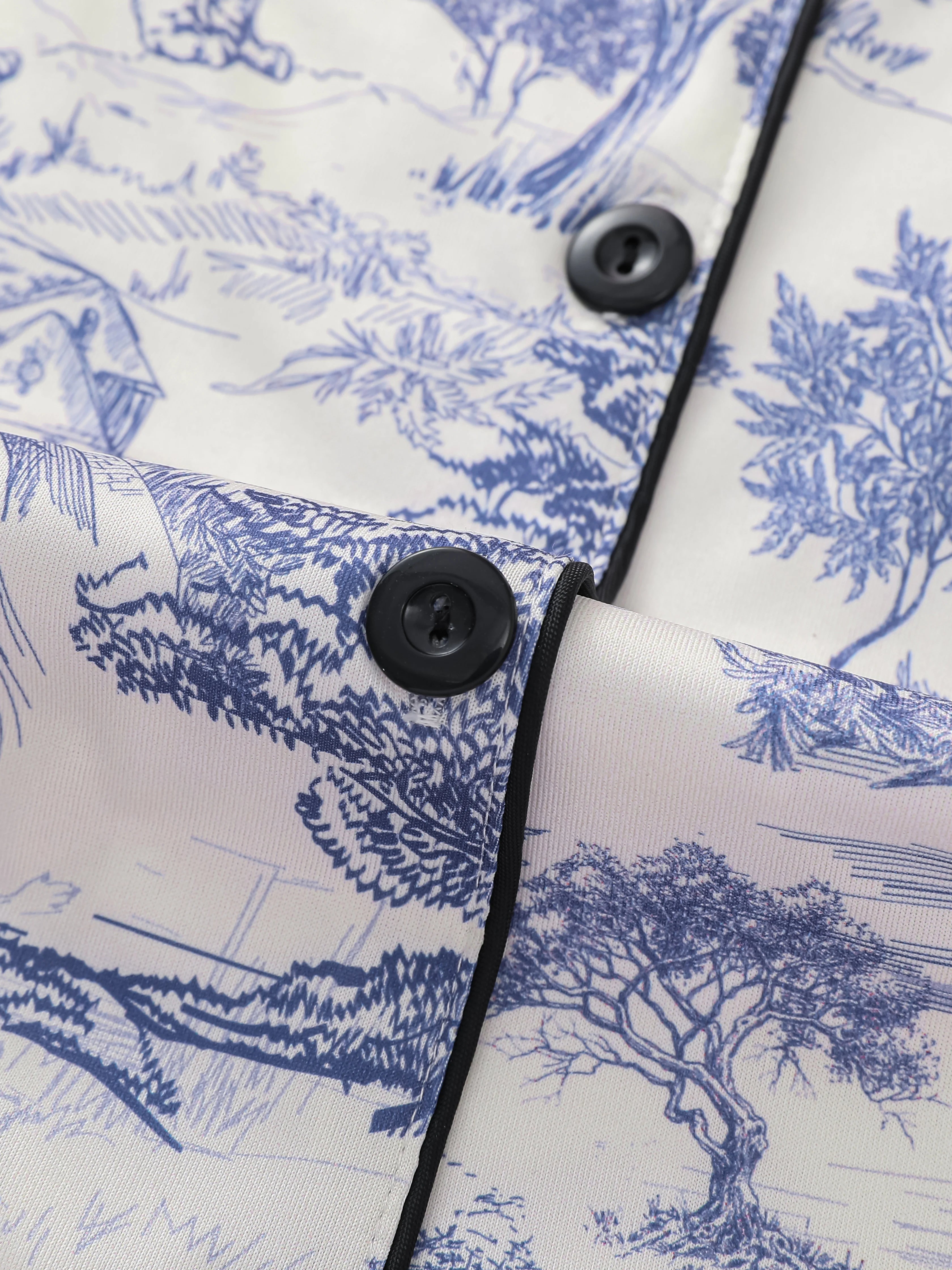Polyester Pajama Set – Printed, Short Sleeve & Shorts
