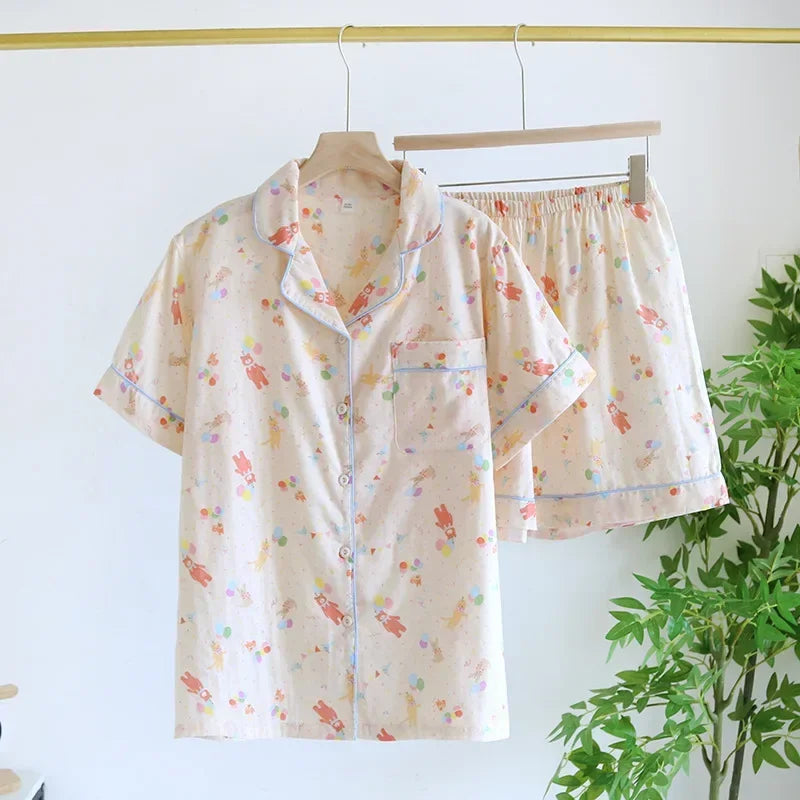 Cute Print Pajamas – Short Sleeve & Shorts