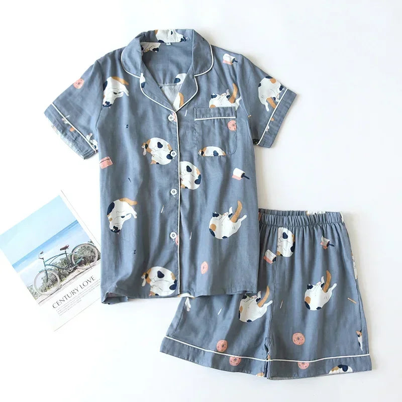 Cute Print Pajamas – Short Sleeve & Shorts