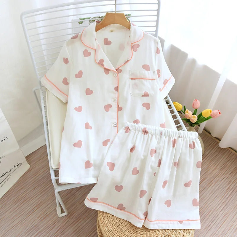Cute Print Pajamas – Short Sleeve & Shorts