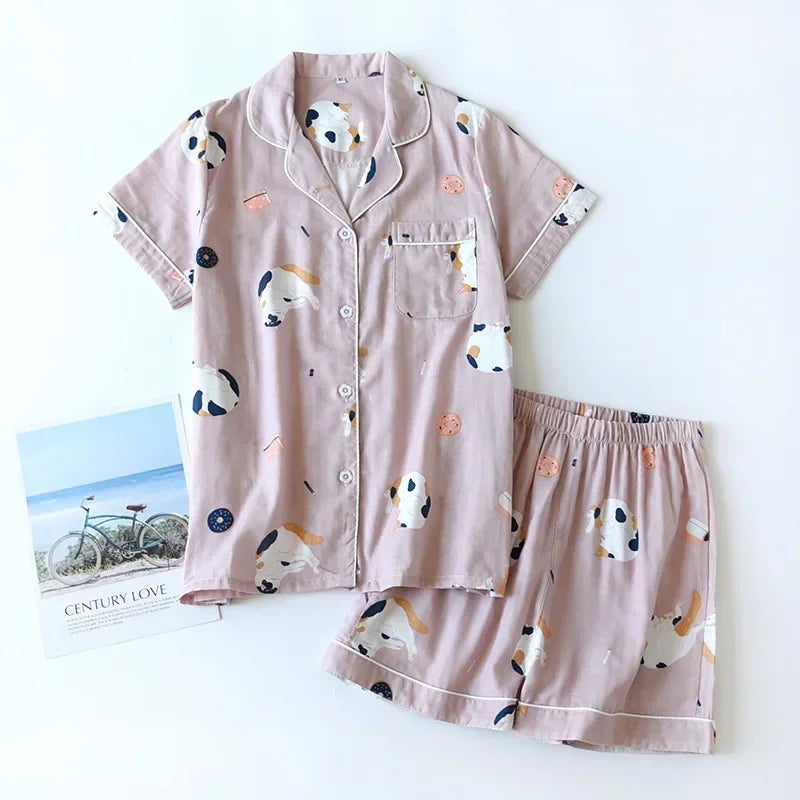 Cute Print Pajamas – Short Sleeve & Shorts