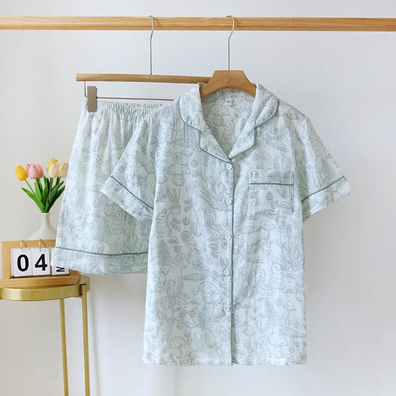 Cute Print Pajamas – Short Sleeve & Shorts