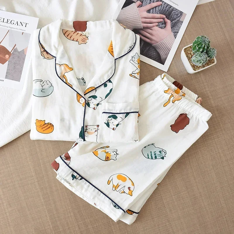 Cute Print Pajamas – Short Sleeve & Shorts
