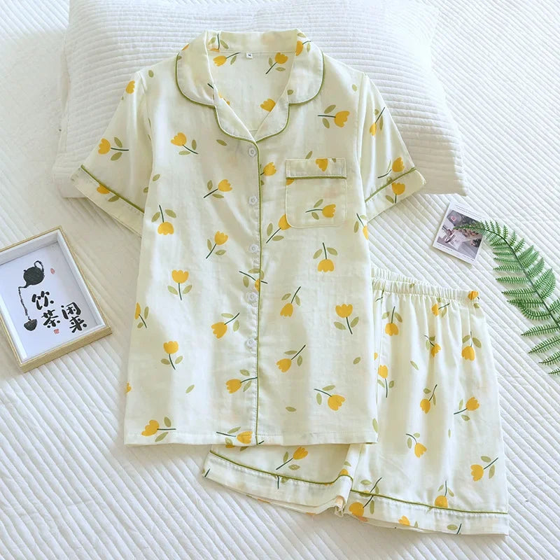 Cute Print Pajamas – Short Sleeve & Shorts