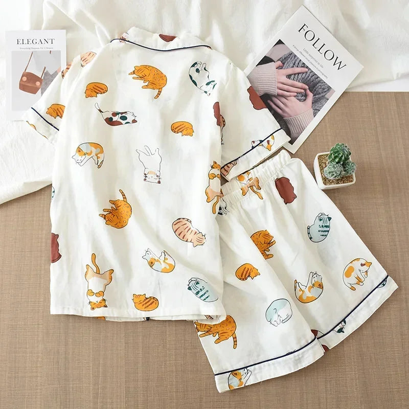 Cute Print Pajamas – Short Sleeve & Shorts