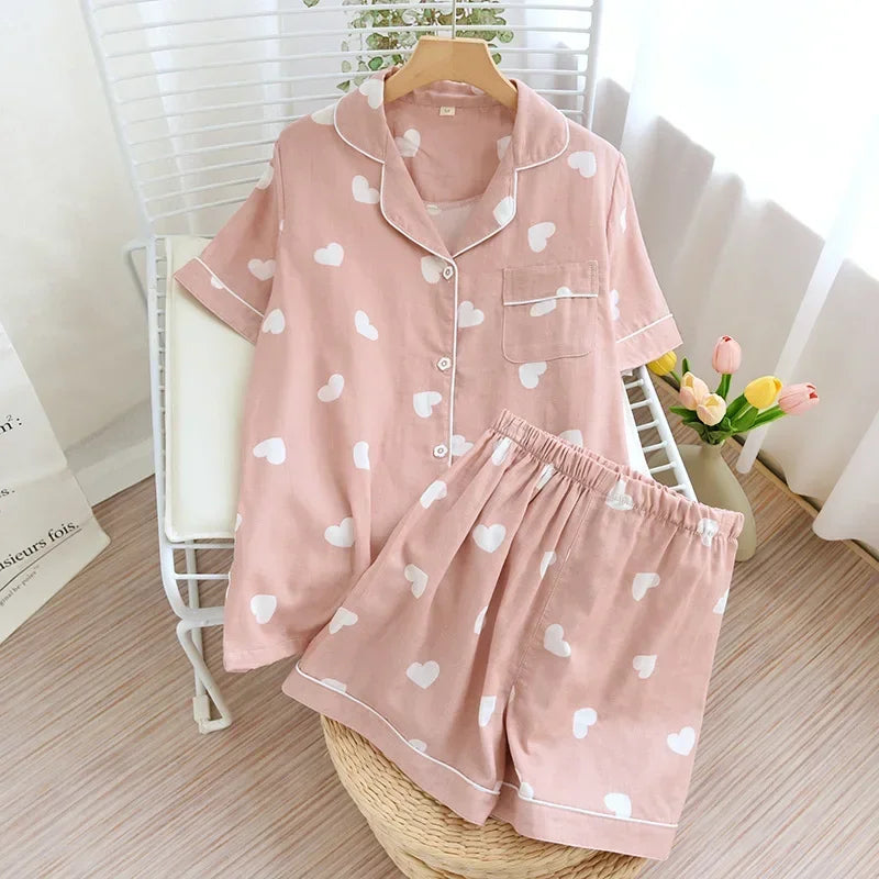 Cute Print Pajamas – Short Sleeve & Shorts