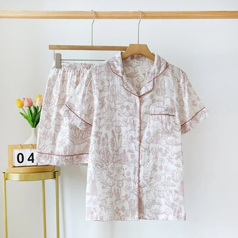 Cute Print Pajamas – Short Sleeve & Shorts