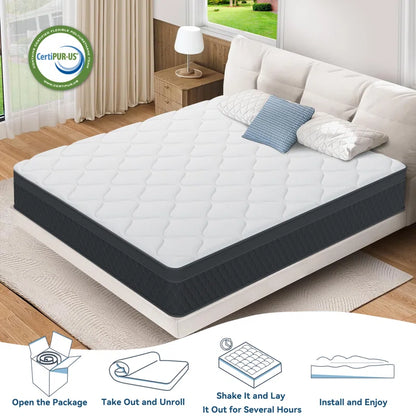 10-Inch Sleemate Hybrid Memory Foam Mattress