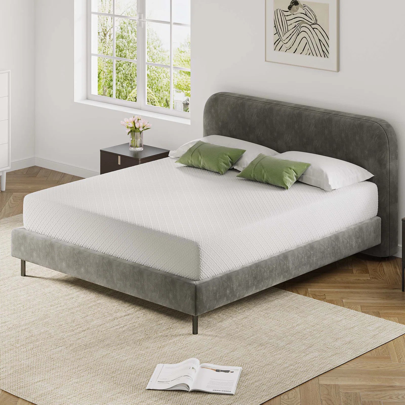 Grestell Gel Memory Foam Mattress - Twin to King, Cooler Sleep