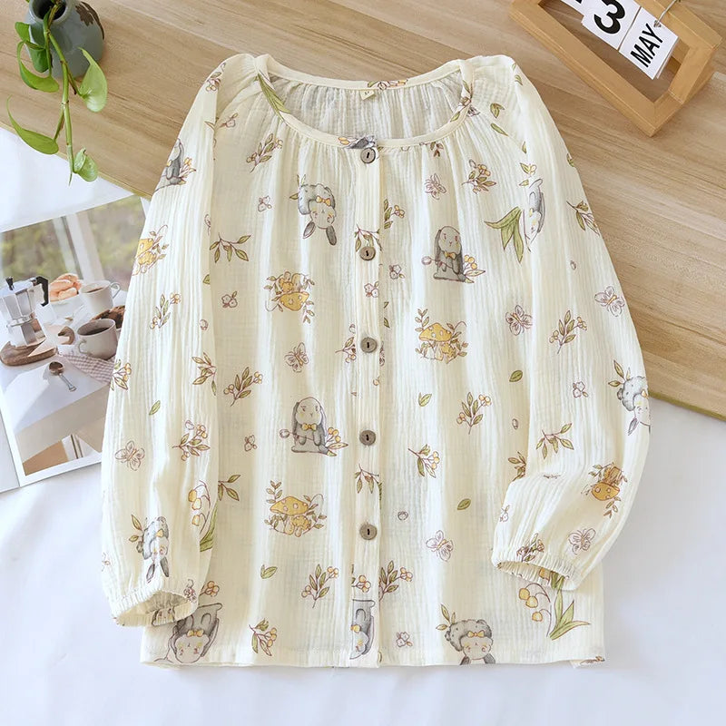 Cotton Pajama Top – Long Sleeve, Spring/Summer