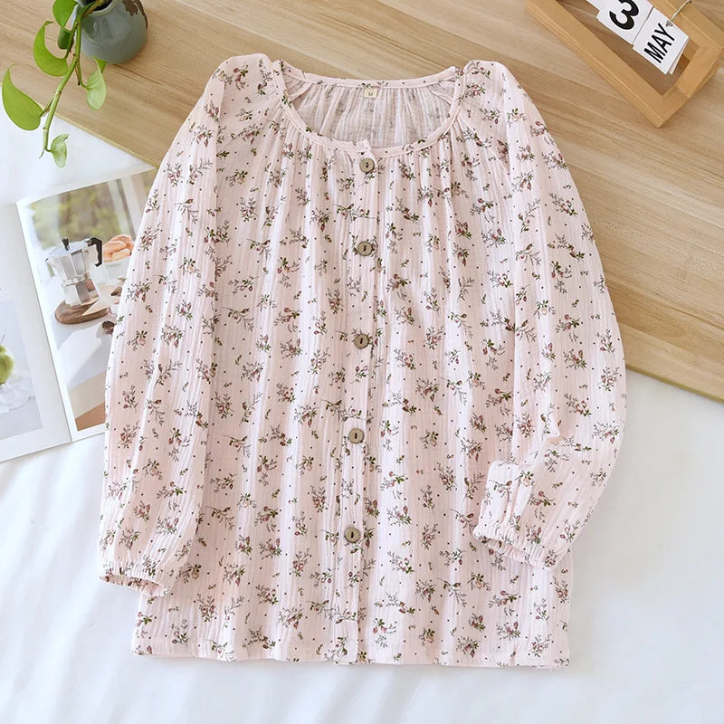 Cotton Pajama Top – Long Sleeve, Spring/Summer