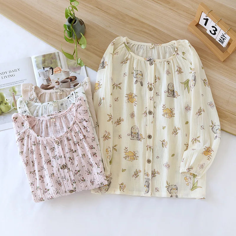 Cotton Pajama Top – Long Sleeve, Spring/Summer