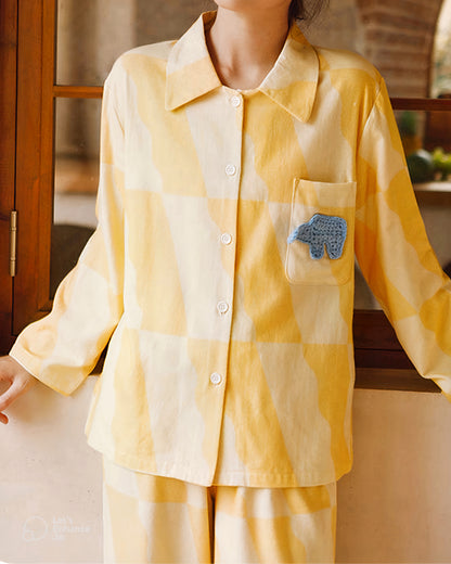 Cotton Pajama Set – Elephant Embroidery